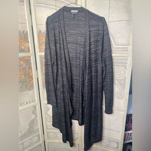 Allison Brittany Gray Heather Open Front Cardigan Long Sleeve open hole detail